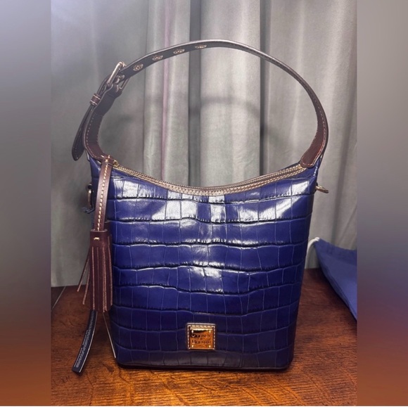 Dooney & Bourke Handbags - Dooney & Bourke Blue Croc-Embossed Shoulder Bag